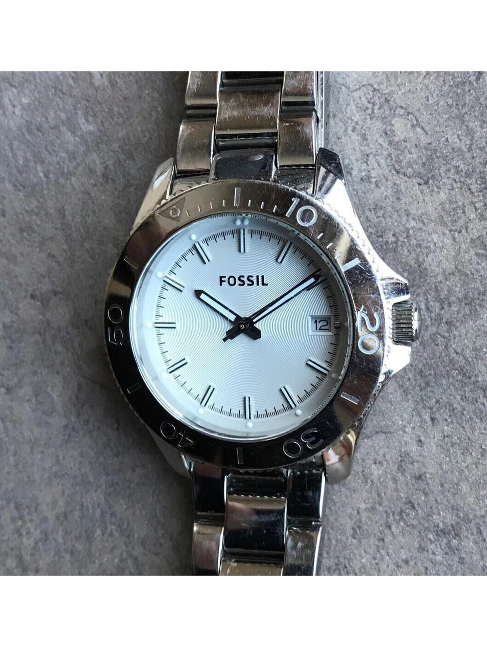 Fossil AM4455 Traveler Women’s Watch Stainless Steel Case W/Rotating Bezel BN